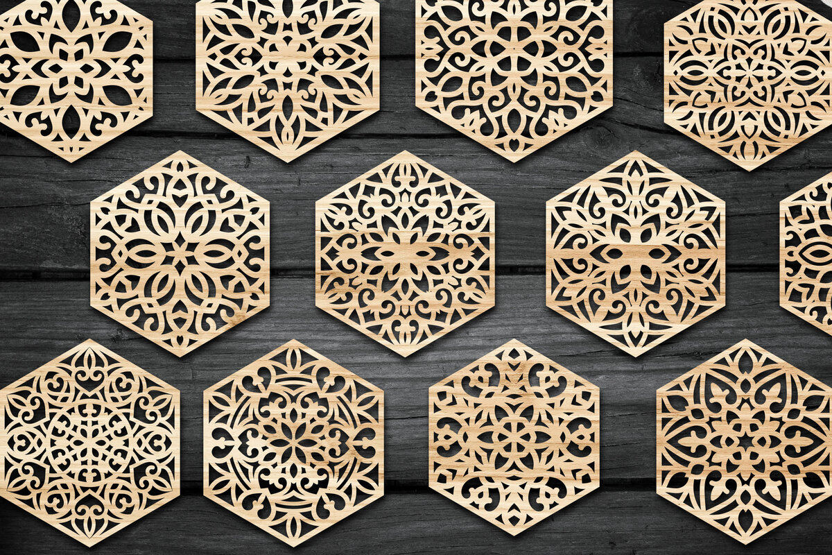 Intra απο ξύλο plywood  Χρώμα wenge 3mm-4mm πάχος - Διακοσμητικό Ποτό Εξαγωνικό Σουβέρ Δίασταση 30x20 cm INTRAFABR-107490668