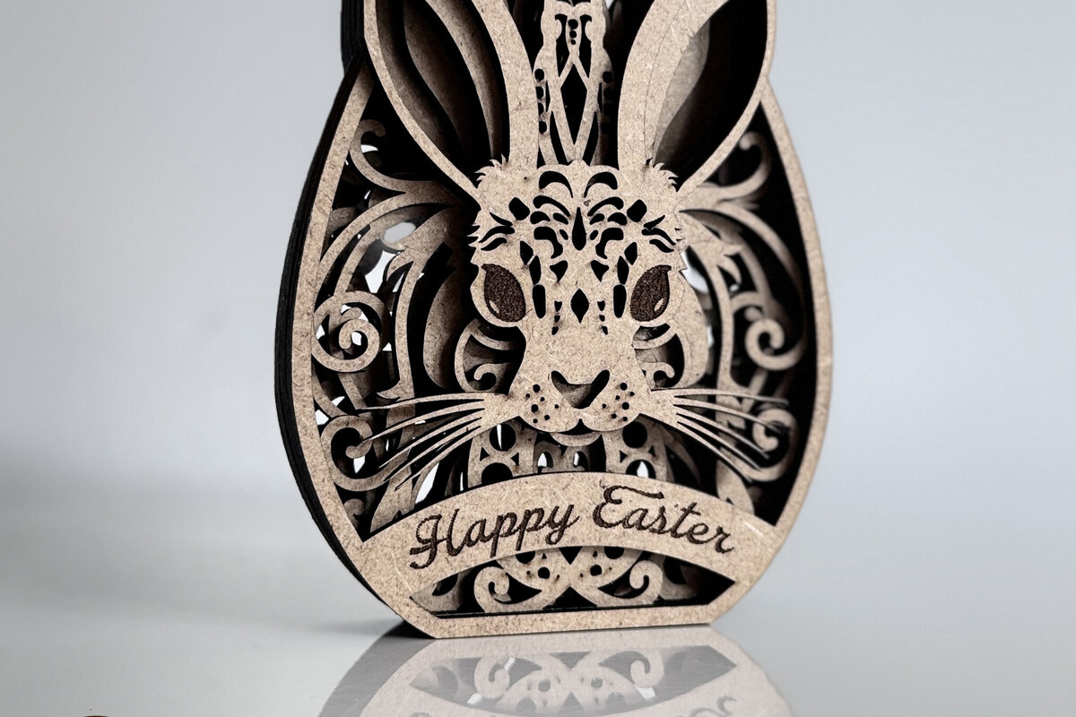 Σετ των 2 Intra απο ξύλο plywood  Χρώμα wenge 3mm-4mm πάχος - Διακοσμητικό πασχαλινό αυγό λαγουδάκι Δίασταση 5x4 cm INTRAFABR-120106600