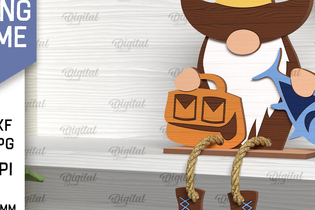 Intra απο ξύλο plywood  Χρώμα wenge 3mm-4mm πάχος - Διακοσμητικό ψάρεμα Gnome με λέιζερ Δίασταση 30x20 cm INTRAFABR-114198984