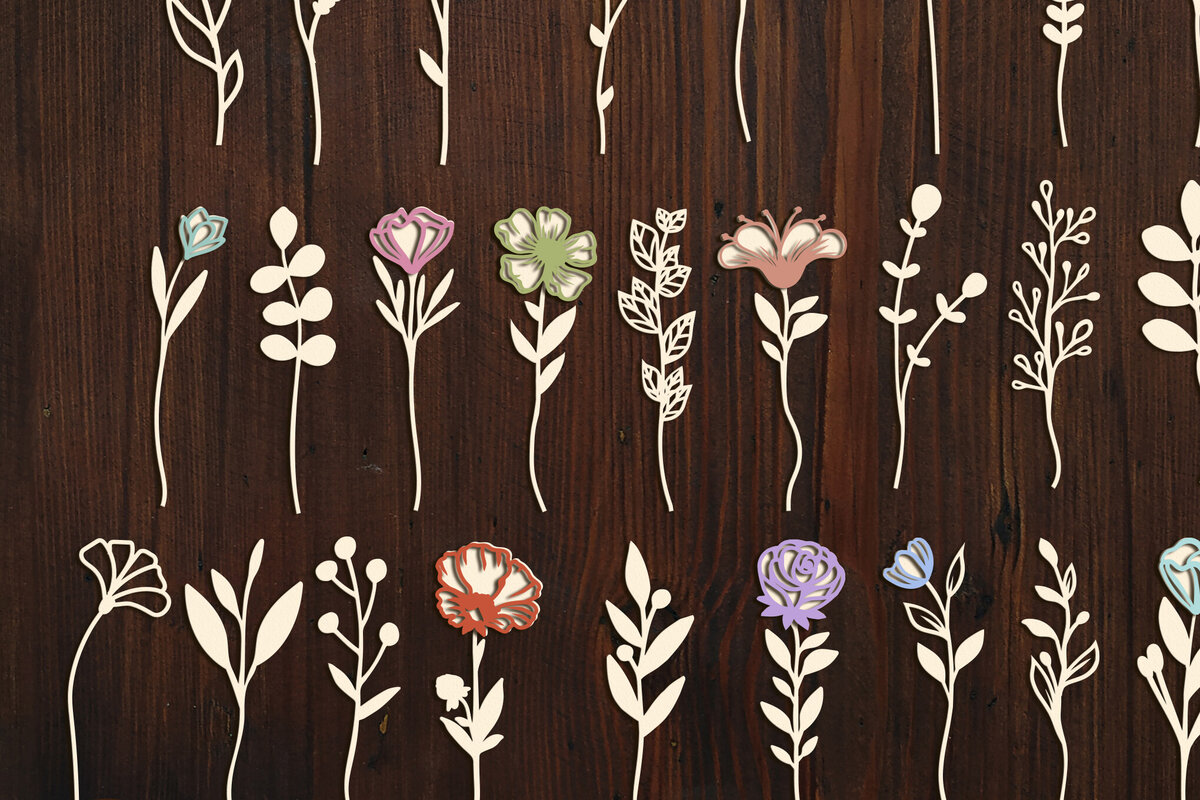 Σετ των 2 Intra απο ξύλο plywood  Χρώμα wenge 3mm-4mm πάχος - Πρότυπα δέσμης διακοσμητικών λουλουδιών Δίασταση 3x8 cm INTRAFABR-125103871