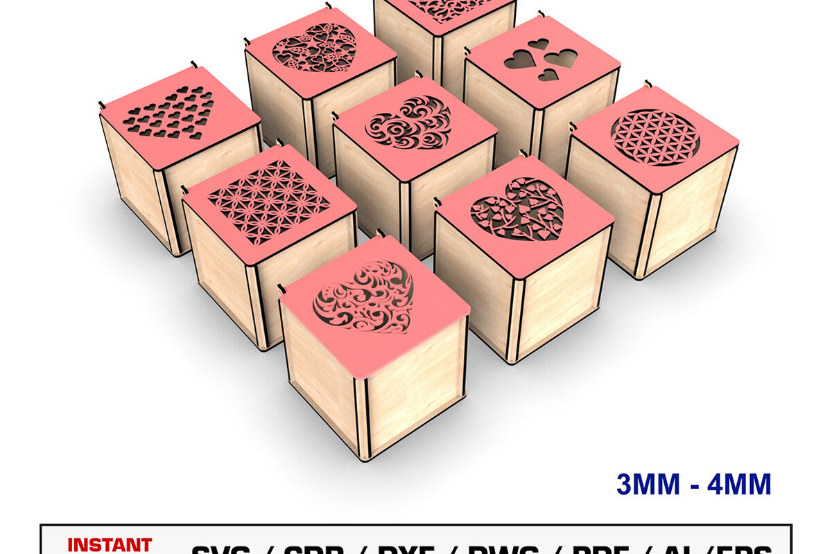 Intra απο ξύλο plywood  Χρώμα wenge 3mm-4mm πάχος - Διακοσμητικό κουτί δώρου κοπής με λέιζερ Δίασταση 20x20 cm INTRAFABR-116090896