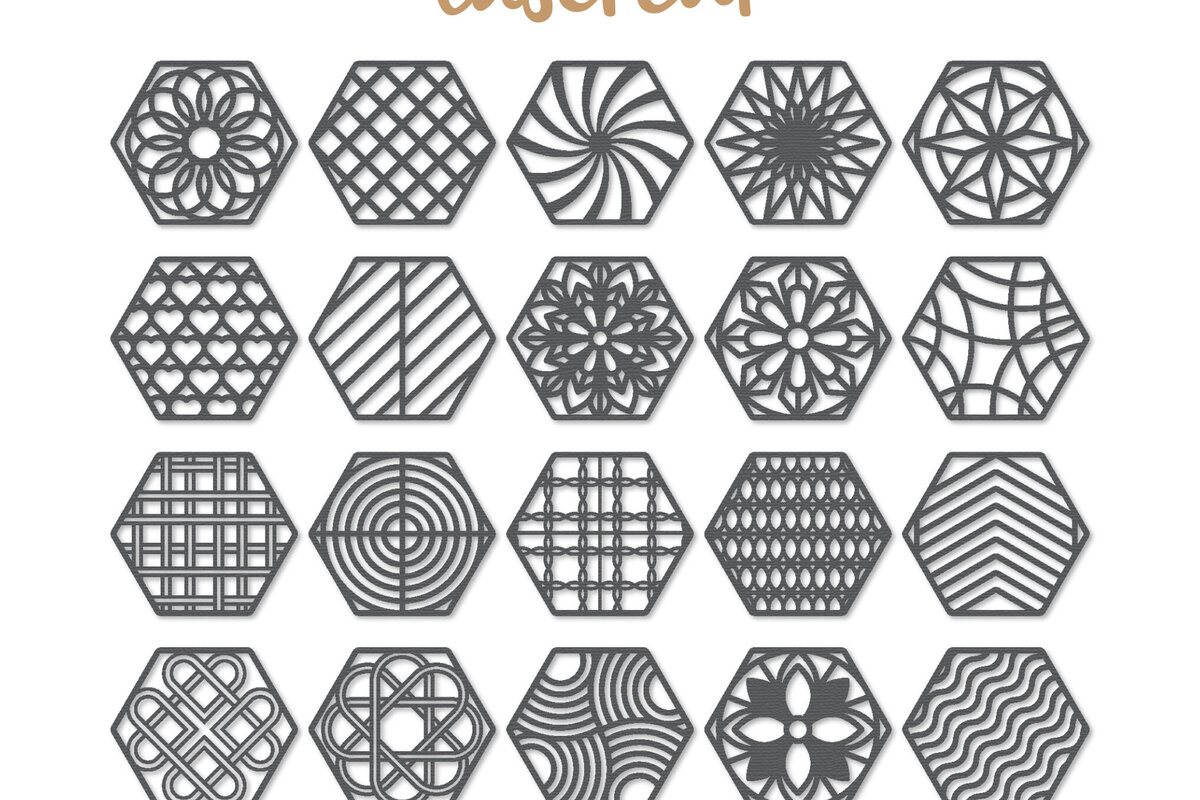 Intra απο ξύλο plywood  Χρώμα wenge 3mm-4mm πάχος - Διακοσμητικό εξάγωνο Lasercut Δίασταση 30x20 cm INTRAFABR-117120377