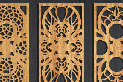 Intra απο ξύλο plywood  Χρώμα wenge 3mm-4mm πάχος - Διακοσμητικό πάνελ κοπής με λέιζερ Δίασταση 20x20 cm INTRAFABR-104128141