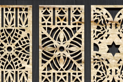 Intra απο ξύλο plywood  Χρώμα wenge 3mm-4mm πάχος - Διακοσμητικό πάνελ κοπής με λέιζερ Δίασταση 20x20 cm INTRAFABR-120501219