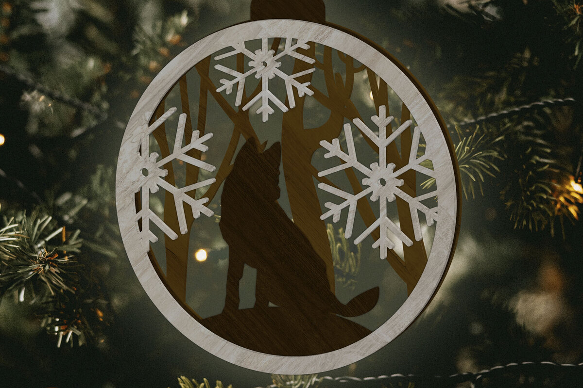 Σετ των 2 Intra απο ξύλο plywood  Χρώμα wenge 3mm-4mm πάχος - Διακοσμητικό στολίδι, Παιχνίδι Χριστουγεννιάτικου Δέντρου Δίασταση 4x4 cm INTRAFABR-53996042