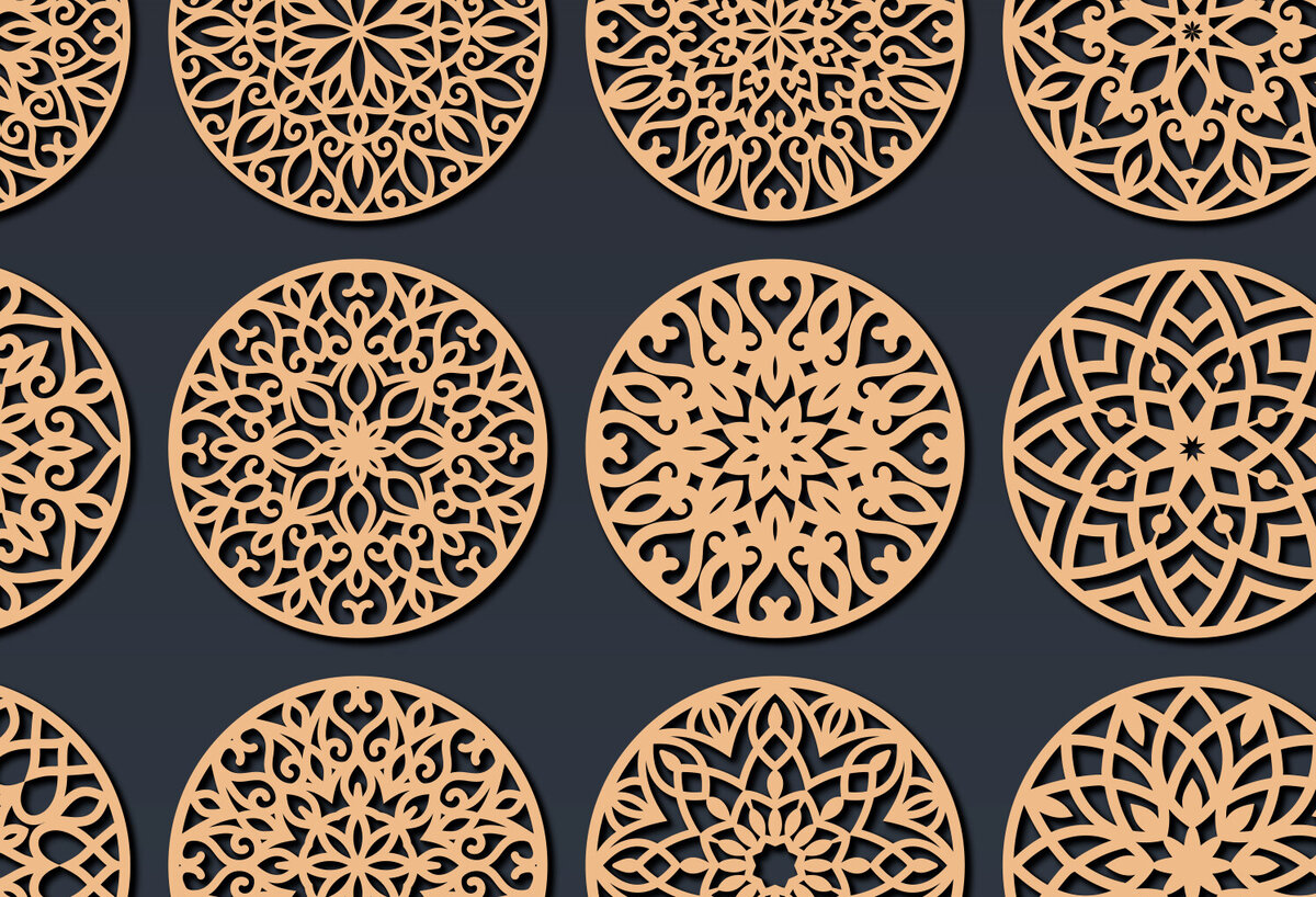 Intra απο ξύλο plywood  Χρώμα wenge 3mm-4mm πάχος - Σουβέρ με διακοσμητικό με λέιζερ Δίασταση 20x20 cm INTRAFABR-112492229