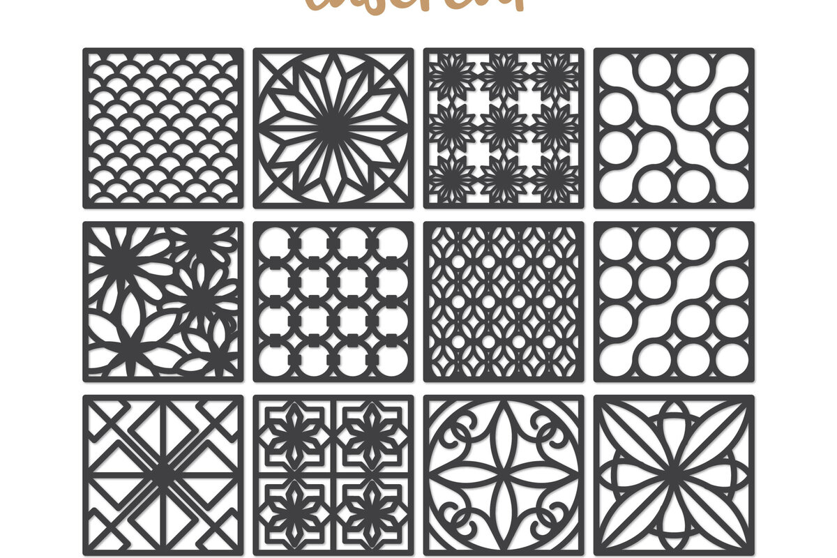 Intra απο ξύλο plywood  Χρώμα wenge 3mm-4mm πάχος - Διακοσμητικό τετράγωνο Lasercut Δίασταση 30x20 cm INTRAFABR-97561302