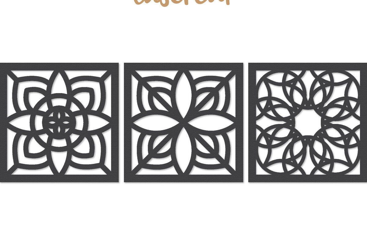 Intra απο ξύλο plywood  Χρώμα wenge 3mm-4mm πάχος - Διακοσμητικό τετράγωνο Lasercut Δίασταση 30x20 cm INTRAFABR-56303138