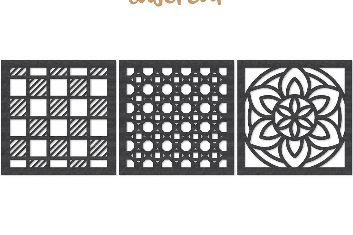 Intra απο ξύλο plywood  Χρώμα wenge 3mm-4mm πάχος - Διακοσμητικό τετράγωνο Lasercut Δίασταση 30x20 cm INTRAFABR-81735821