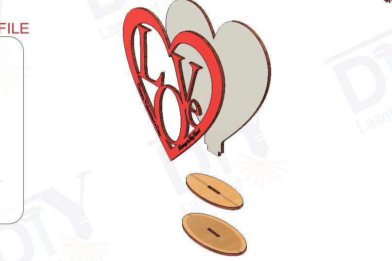 Σετ των 2 Intra απο ξύλο plywood  Χρώμα wenge 3mm-4mm πάχος - Διακοσμητικό stand για την ημέρα του Αγίου Βαλεντίνου Δίασταση 20x20 cm INTRAFABR-81735662