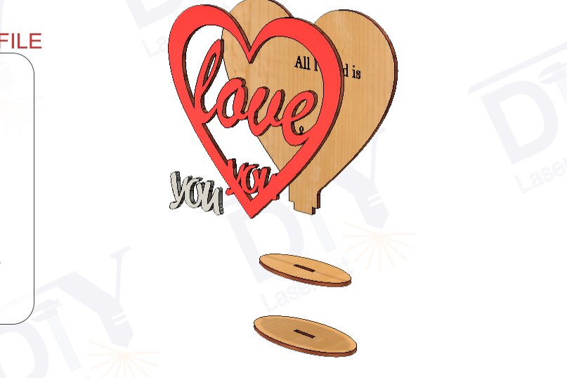 Σετ των 2 Intra απο ξύλο plywood  Χρώμα wenge 3mm-4mm πάχος - Διακοσμητικό stand για την ημέρα του Αγίου Βαλεντίνου Δίασταση 20x20 cm INTRAFABR-81735287