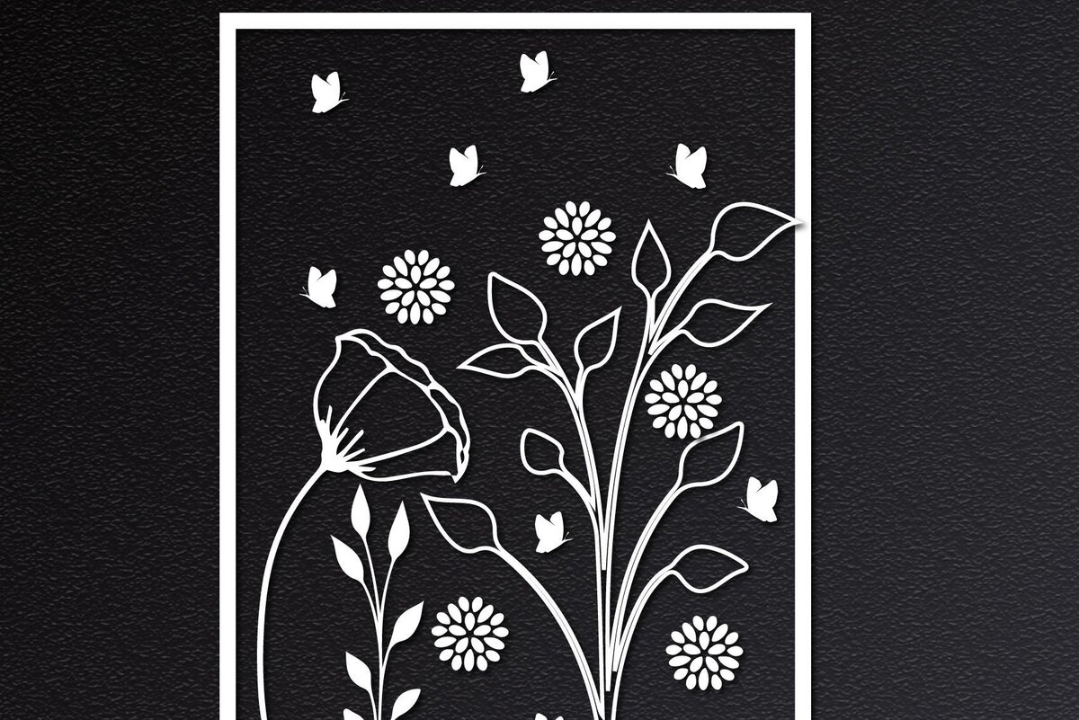 Intra απο ξύλο plywood  Χρώμα wenge 3mm-4mm πάχος - Διακοσμητικό Wildflower Δίασταση 30x20 cm INTRAFABR-114205028