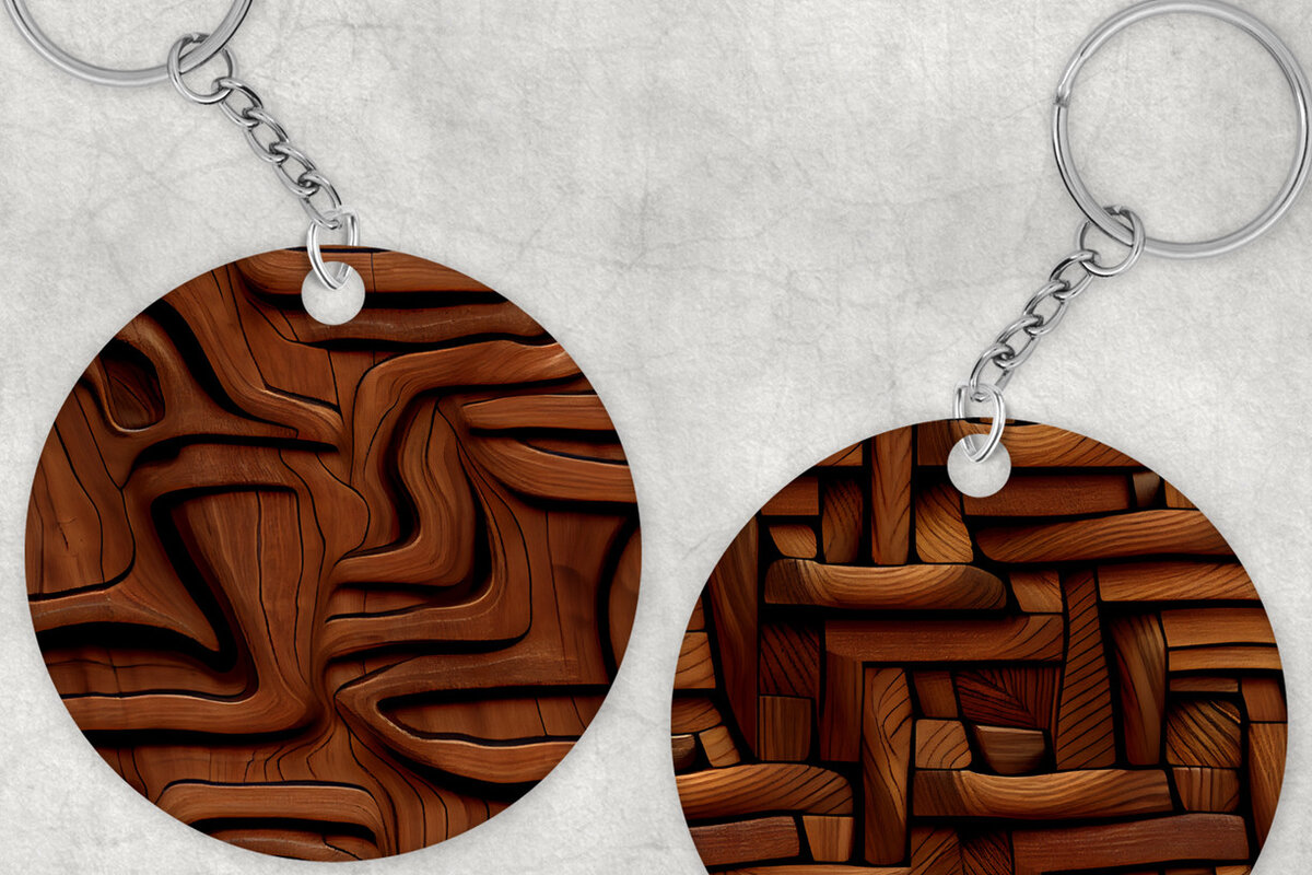 Σετ των 2 Intra απο ξύλο plywood  Χρώμα wenge 3mm-4mm πάχος - Διακοσμητικό Ξύλινο Μπρελόκ Sublimation PNG Δίασταση 4x4 cm INTRAFABR-114205135