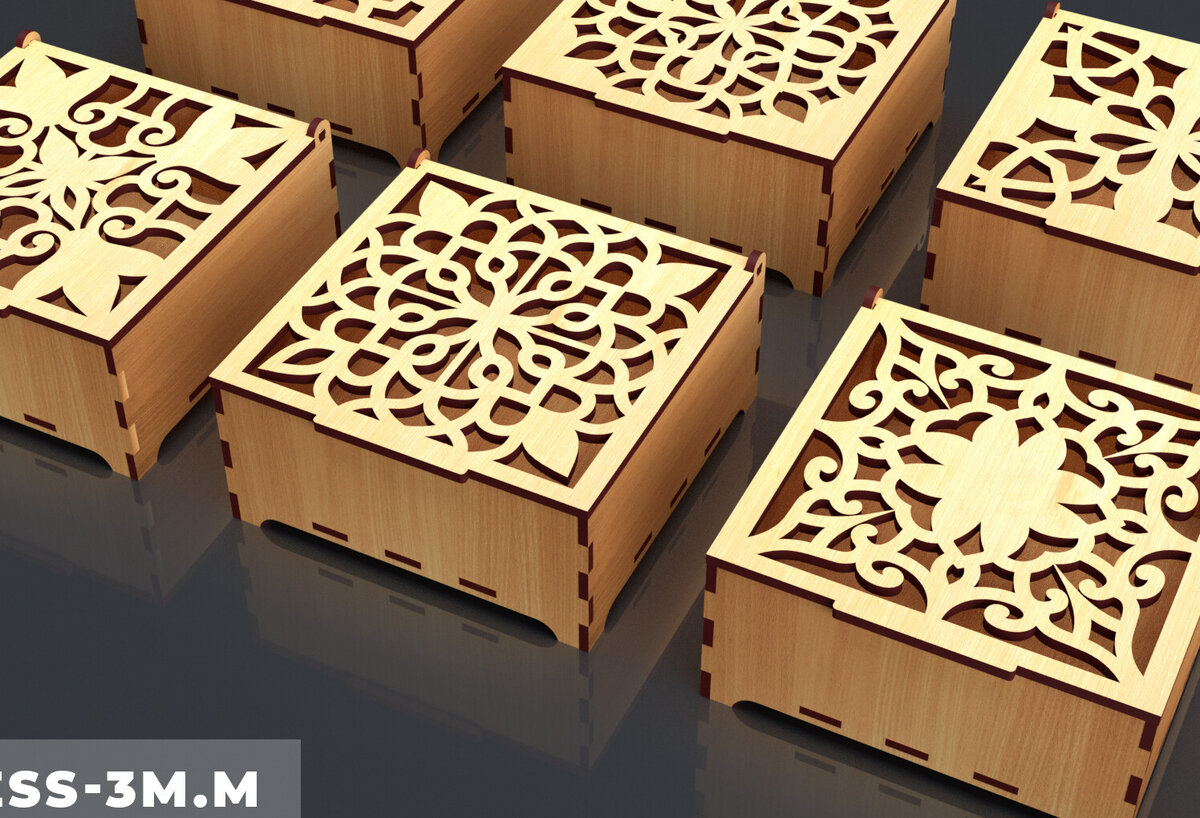 Σετ των 2 Intra απο ξύλο plywood  Χρώμα wenge 3mm-4mm πάχος - Διακοσμητικό Ξύλινο Κουτί Δώρου Κοπή Laser Δίασταση 6x6 cm INTRAFABR-114207018