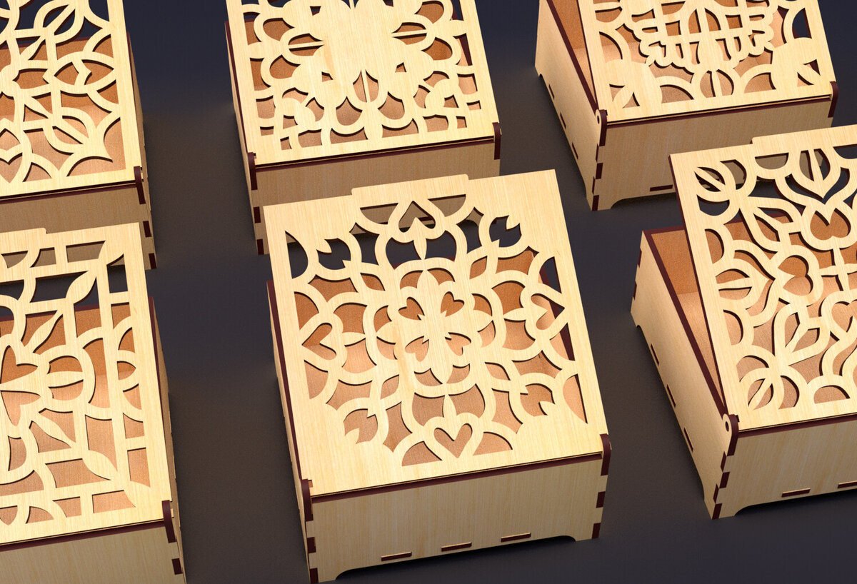 Σετ των 2 Intra απο ξύλο plywood  Χρώμα wenge 3mm-4mm πάχος - Διακοσμητικό Ξύλινο Κουτί Δώρου Κοπή Laser Δίασταση 6x6 cm INTRAFABR-114207065
