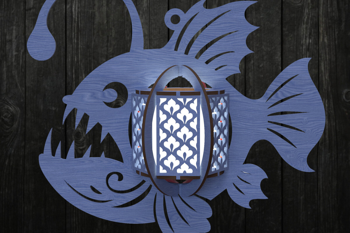 Intra απο ξύλο plywood  Χρώμα wenge 3mm-4mm πάχος - Deep Sea Anglerfish Lantern Δίασταση 30x20 cm INTRAFABR-101662110