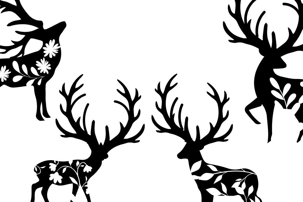 Σετ των 2 Intra απο ξύλο plywood  Χρώμα wenge 3mm-4mm πάχος - Στολίδι με ελαφοκέρατα Floral Δίασταση 6x6 cm INTRAFABR-37056989