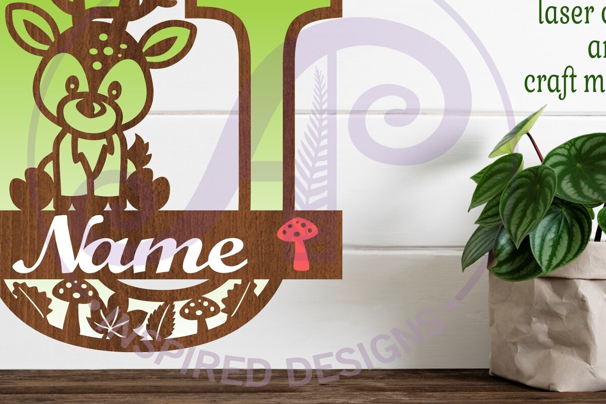 Intra απο ξύλο plywood  Χρώμα wenge 3mm-4mm πάχος - Μονόγραμμα με κεφαλαίο ελάφι Letter U Δίασταση 30x20 cm INTRAFABR-109207909