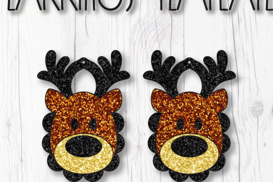 Σετ των 3 Intra απο ξύλο plywood  Χρώμα wenge 3mm-4mm πάχος - Πρότυπο σκουλαρίκια ελαφιού Δίασταση 3x3 cm INTRAFABR-122491195