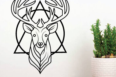 Intra απο ξύλο plywood  Χρώμα wenge 3mm-4mm πάχος - κοπής λέιζερ κυνηγιού ελαφιού, τέχνη τοίχου Δίασταση 40x50 cm INTRAFABR-121901201