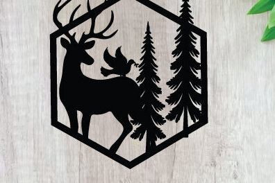 Intra απο ξύλο plywood  Χρώμα wenge 3mm-4mm πάχος - Κυνήγι ελαφιών ές επιγραφές Επιγραφές λέιζερ Δίασταση 40x50 cm INTRAFABR-121901222