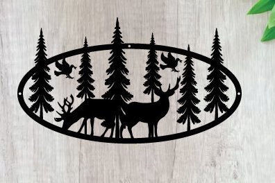 Intra απο ξύλο plywood  Χρώμα wenge 3mm-4mm πάχος - Κυνήγι ελαφιών ές επιγραφές Επιγραφές λέιζερ Δίασταση 40x50 cm INTRAFABR-121901227