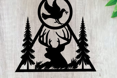 Intra απο ξύλο plywood  Χρώμα wenge 3mm-4mm πάχος - Κυνήγι ελαφιών ές επιγραφές Επιγραφές λέιζερ Δίασταση 40x50 cm INTRAFABR-118958950