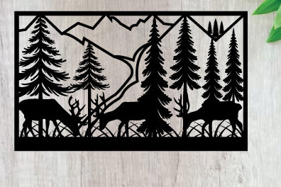 Intra απο ξύλο plywood  Χρώμα wenge 3mm-4mm πάχος - Κυνήγι ελαφιών ές επιγραφές Επιγραφές λέιζερ Δίασταση 40x50 cm INTRAFABR-122684078