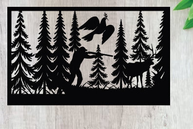 Intra απο ξύλο plywood  Χρώμα wenge 3mm-4mm πάχος - Κυνήγι ελαφιών ές επιγραφές Επιγραφές λέιζερ Δίασταση 40x50 cm INTRAFABR-113650742