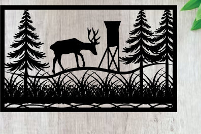 Intra απο ξύλο plywood  Χρώμα wenge 3mm-4mm πάχος - Κυνήγι ελαφιών ές επιγραφές Επιγραφές λέιζερ Δίασταση 40x50 cm INTRAFABR-113650789