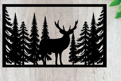 Intra απο ξύλο plywood  Χρώμα wenge 3mm-4mm πάχος - Κυνήγι ελαφιών ές επιγραφές Επιγραφές λέιζερ Δίασταση 40x50 cm INTRAFABR-113650814