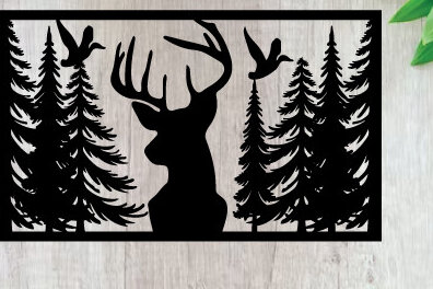 Intra απο ξύλο plywood  Χρώμα wenge 3mm-4mm πάχος - Κυνήγι ελαφιών ές επιγραφές Επιγραφές λέιζερ Δίασταση 40x50 cm INTRAFABR-113650773