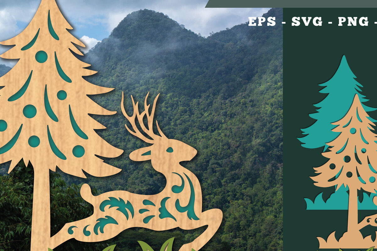 Intra απο ξύλο plywood  Χρώμα wenge 3mm-4mm πάχος - Deer in Forest Decoration Δίασταση 20x20 cm INTRAFABR-110121370