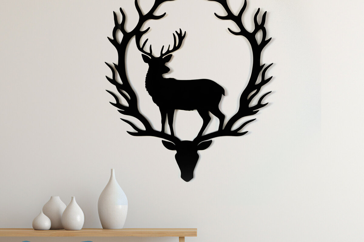 Intra απο ξύλο plywood  Χρώμα wenge 3mm-4mm πάχος - Ελάφια Διακόσμηση τοίχου με DXF Δίασταση 30x20 cm INTRAFABR-94664748