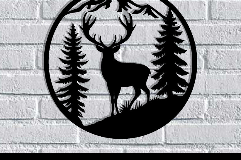 Intra απο ξύλο plywood  Χρώμα wenge 3mm-4mm πάχος - κοπής με λέιζερ ού τοίχου Deer Δίασταση 40x50 cm INTRAFABR-91443575