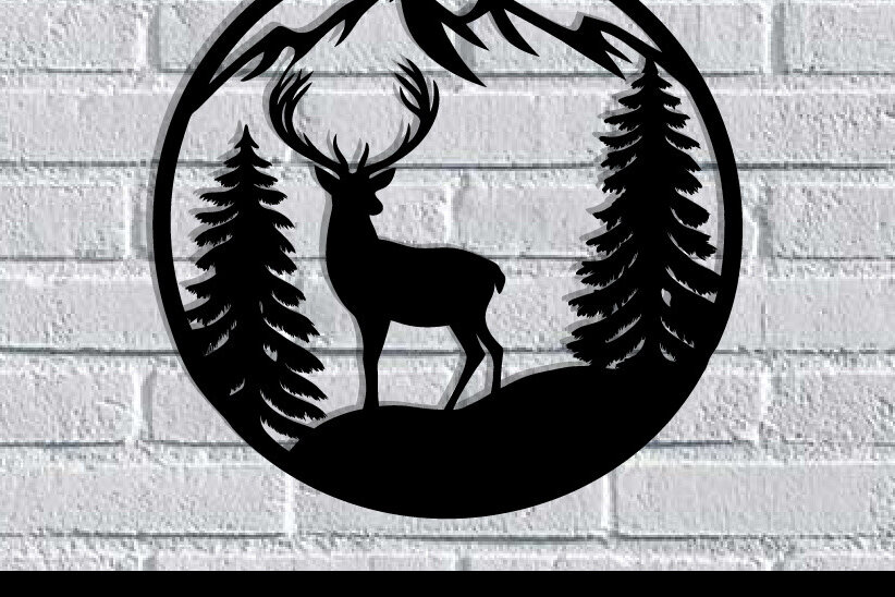 Intra απο ξύλο plywood  Χρώμα wenge 3mm-4mm πάχος - κοπής με λέιζερ ού τοίχου Deer Δίασταση 40x50 cm INTRAFABR-91442586