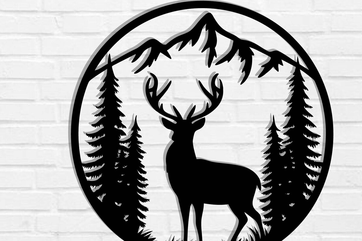 Intra απο ξύλο plywood  Χρώμα wenge 3mm-4mm πάχος - με λέιζερ ού τοίχου Deer Δίασταση 40x50 cm INTRAFABR-91443322