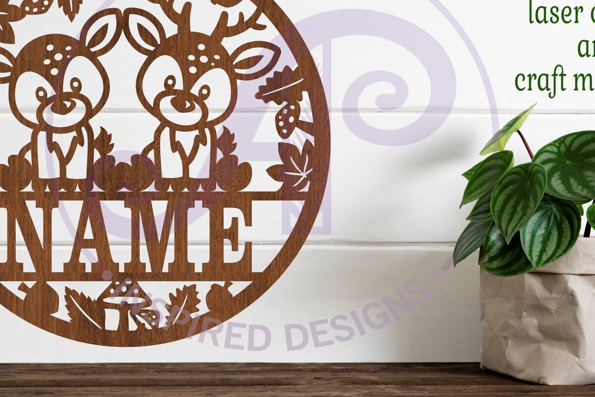 Intra απο ξύλο plywood  Χρώμα wenge 3mm-4mm πάχος - Πρότυπο κοπής με λέιζερ Sin Name Deer Δίασταση 30x20 cm INTRAFABR-122671088