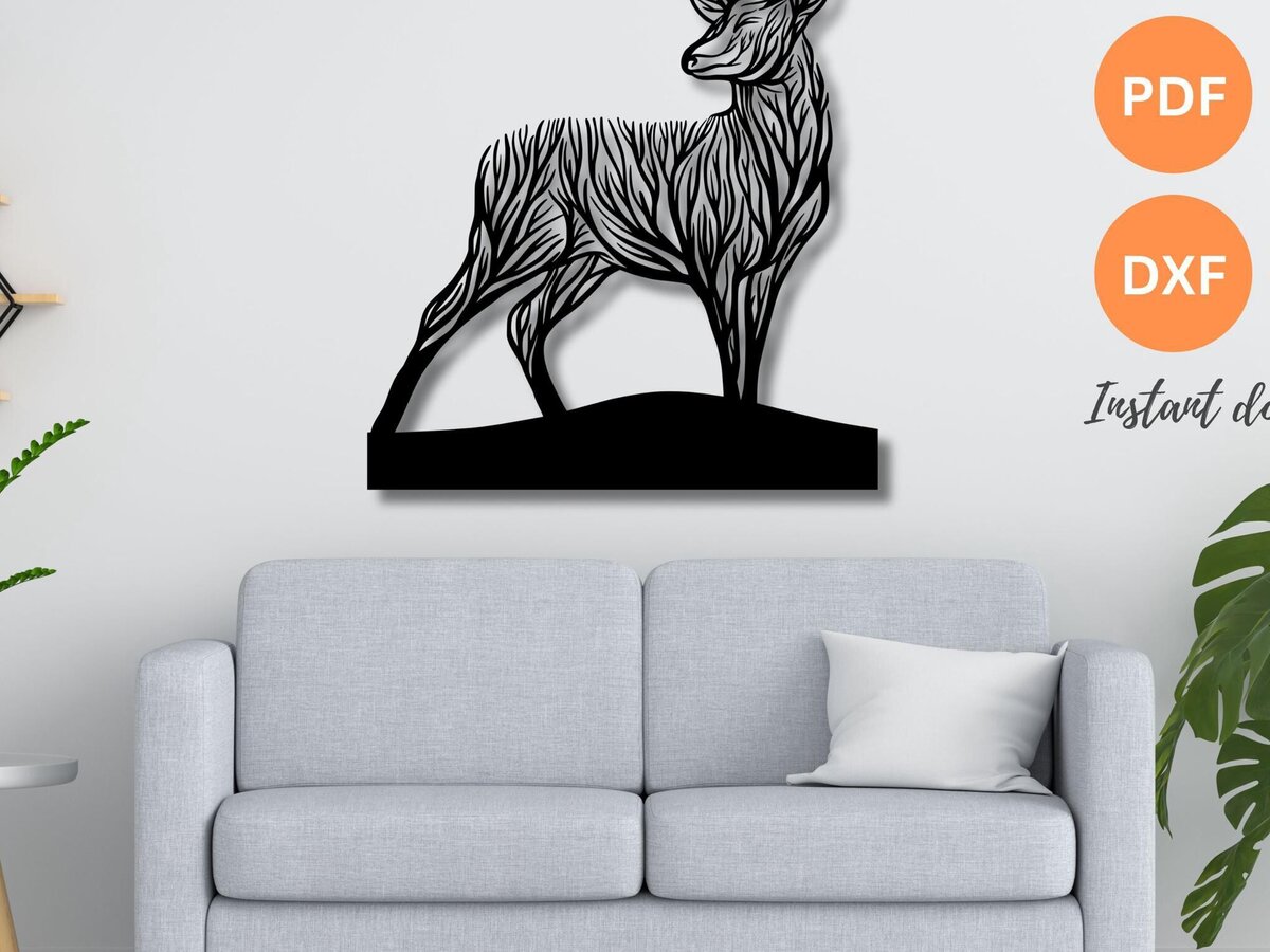 Intra απο ξύλο plywood  Χρώμα wenge 3mm-4mm πάχος - κοπής με λέιζερ Deer Wall Art DFX Δίασταση 40x50 cm INTRAFABR-109665308