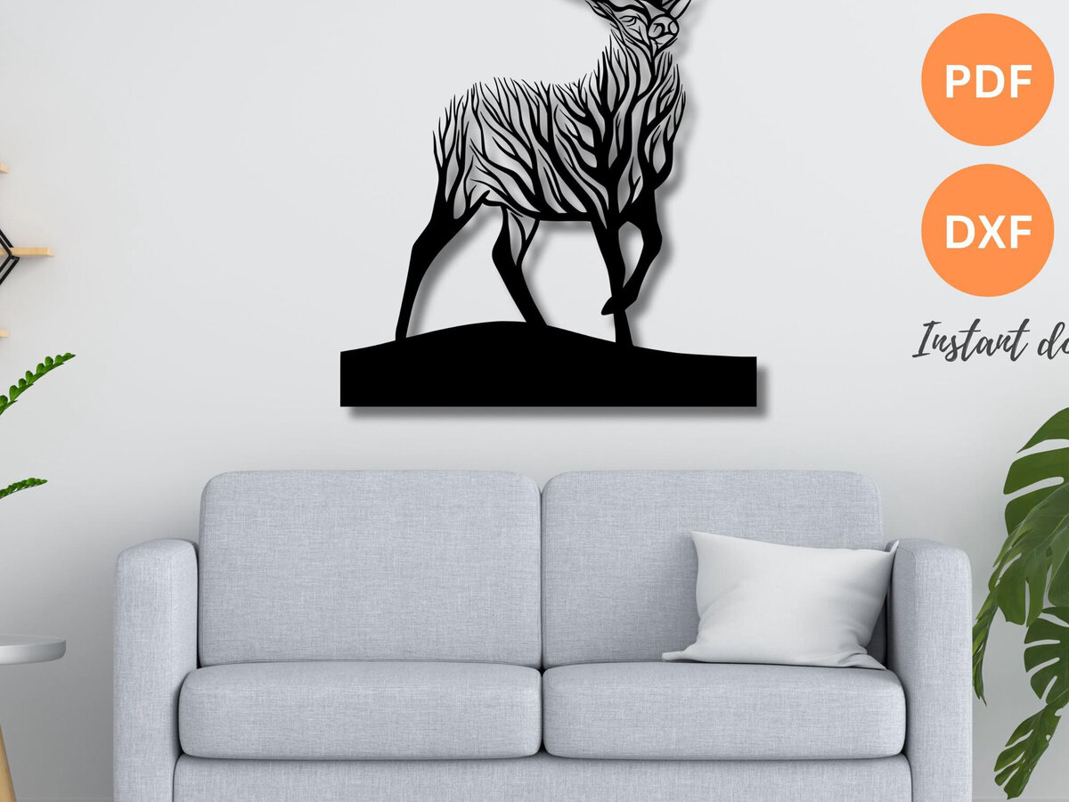 Intra απο ξύλο plywood  Χρώμα wenge 3mm-4mm πάχος - κοπής με λέιζερ Deer Wall Art DFX Δίασταση 40x50 cm INTRAFABR-109665243