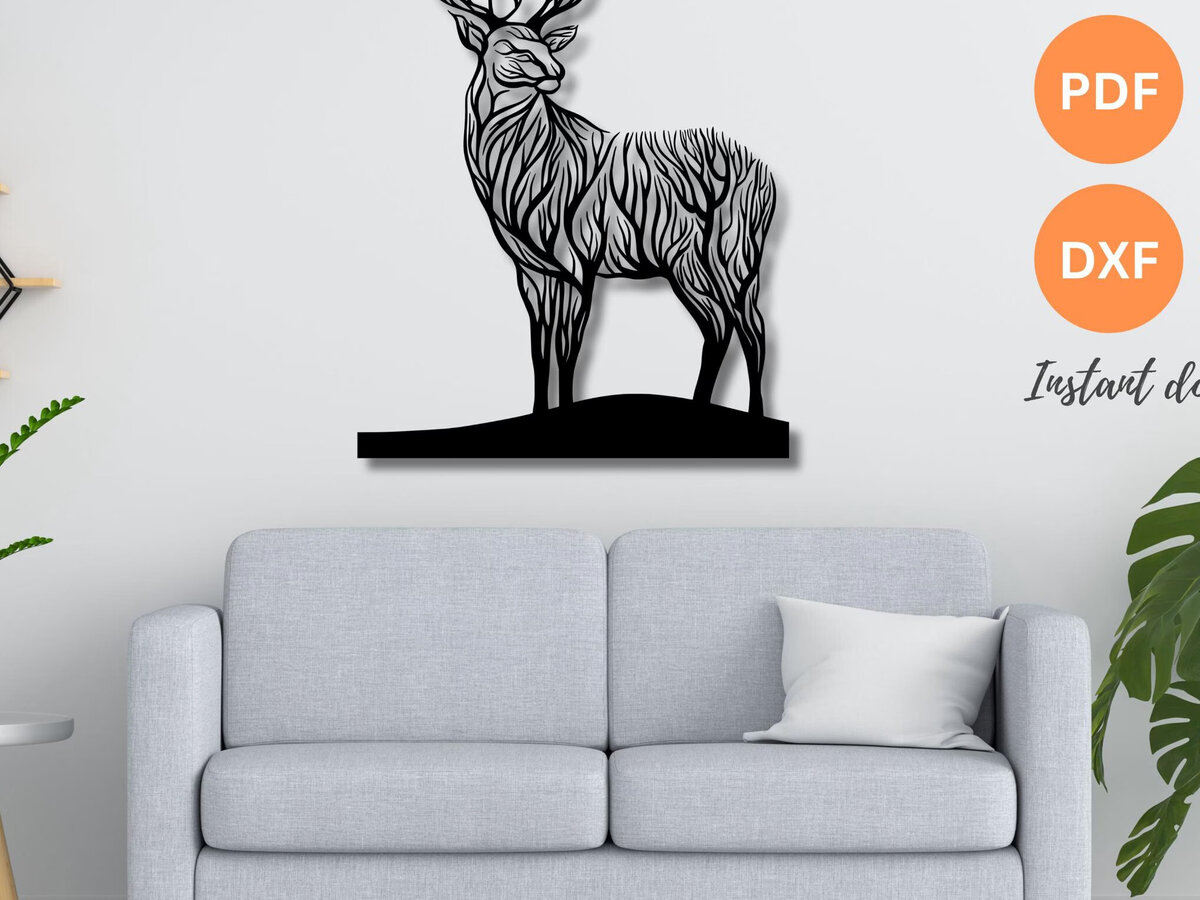 Intra απο ξύλο plywood  Χρώμα wenge 3mm-4mm πάχος - κοπής με λέιζερ Deer Wall Art DFX Δίασταση 40x50 cm INTRAFABR-109665273