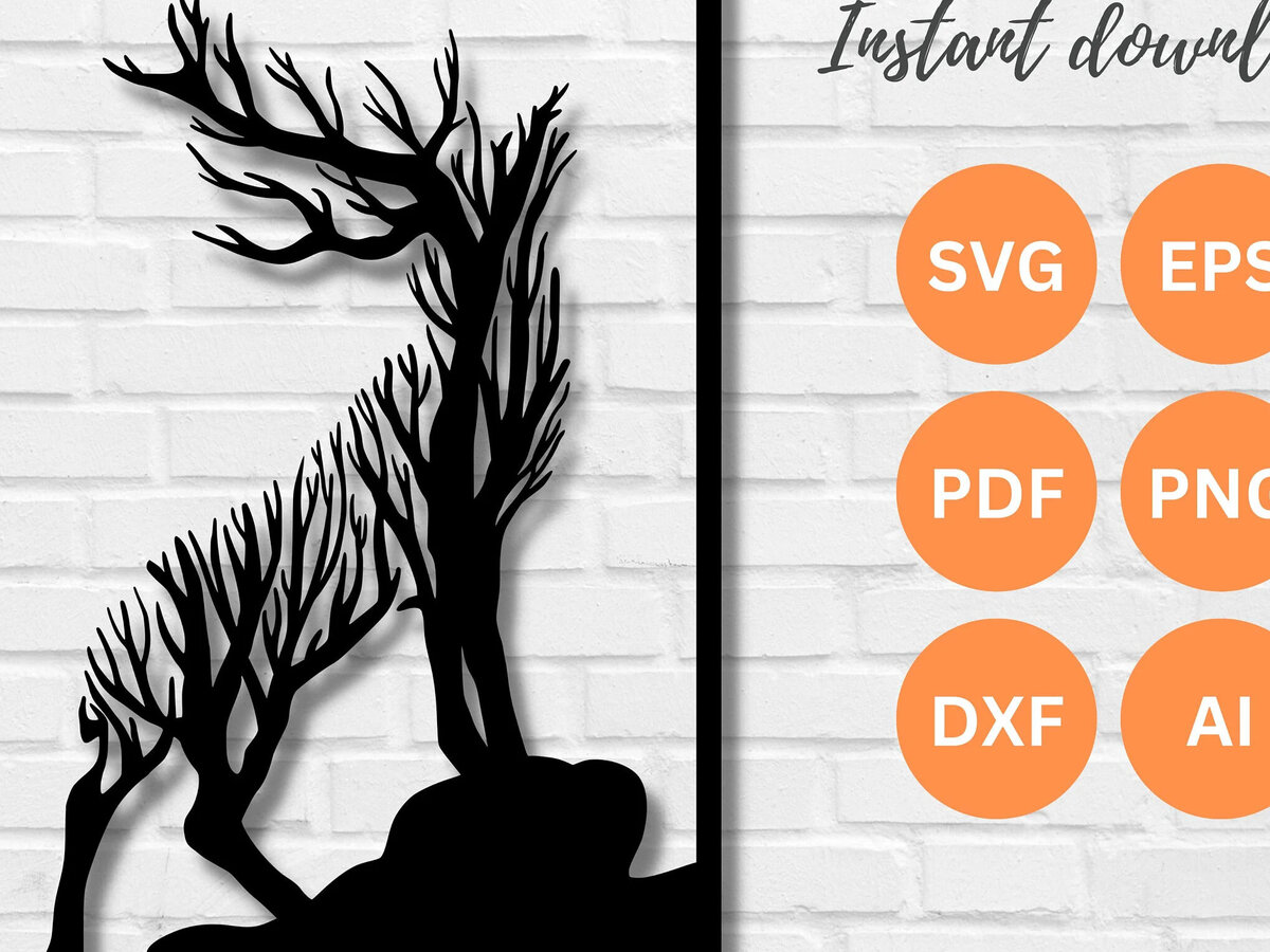 Intra απο ξύλο plywood  Χρώμα wenge 3mm-4mm πάχος - κοπής με λέιζερ Deer Wall Art DFX PN Δίασταση 40x50 cm INTRAFABR-109735503