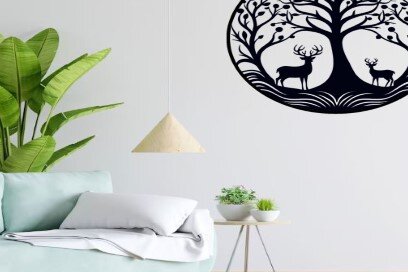 Intra απο ξύλο plywood  Χρώμα wenge 3mm-4mm πάχος - Τέχνη τοίχου ελαφιού Δίασταση 40x50 cm INTRAFABR-21950531