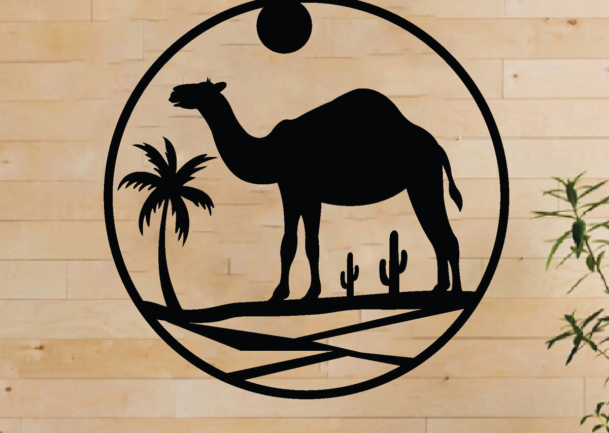 Intra απο ξύλο plywood  Χρώμα wenge 3mm-4mm πάχος - Desert Camel Scene τέχνη τοίχου, λέιζερ Δίασταση 40x50 cm INTRAFABR-114060942