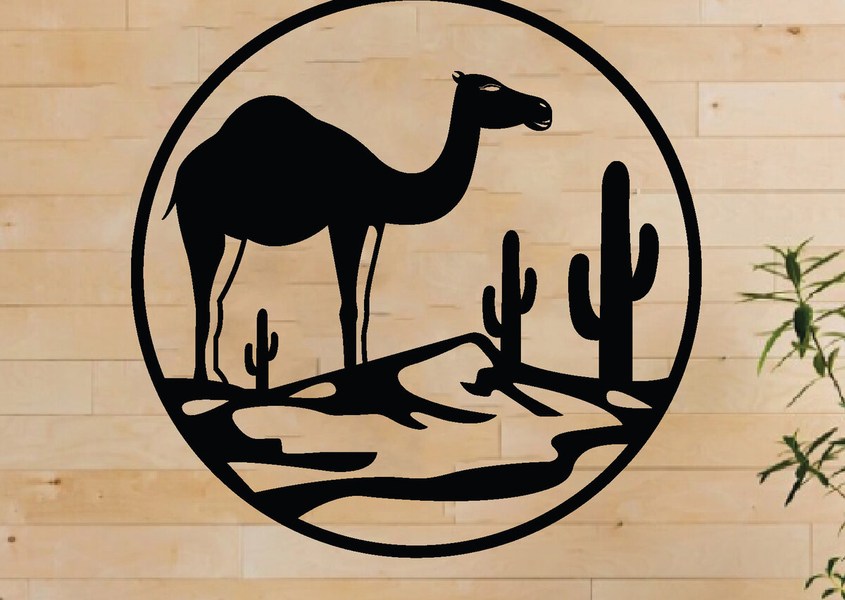 Intra απο ξύλο plywood  Χρώμα wenge 3mm-4mm πάχος - Desert Camel Scene τέχνη τοίχου, λέιζερ Δίασταση 40x50 cm INTRAFABR-114061026