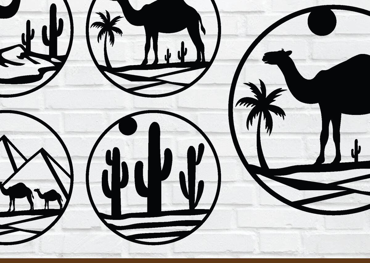 Intra απο ξύλο plywood  Χρώμα wenge 3mm-4mm πάχος - με λέιζερ τοίχου σκηνής της ερήμου Δίασταση 40x50 cm INTRAFABR-124960084