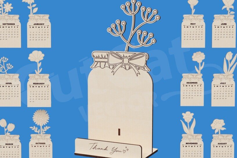 Σετ των 2 Intra απο ξύλο plywood  Χρώμα wenge 3mm-4mm πάχος - Επιτραπέζιο Ημερολόγιο 2026 Μπουκέτο Wildflowers Δίασταση 4x4 cm INTRAFABR-122676721