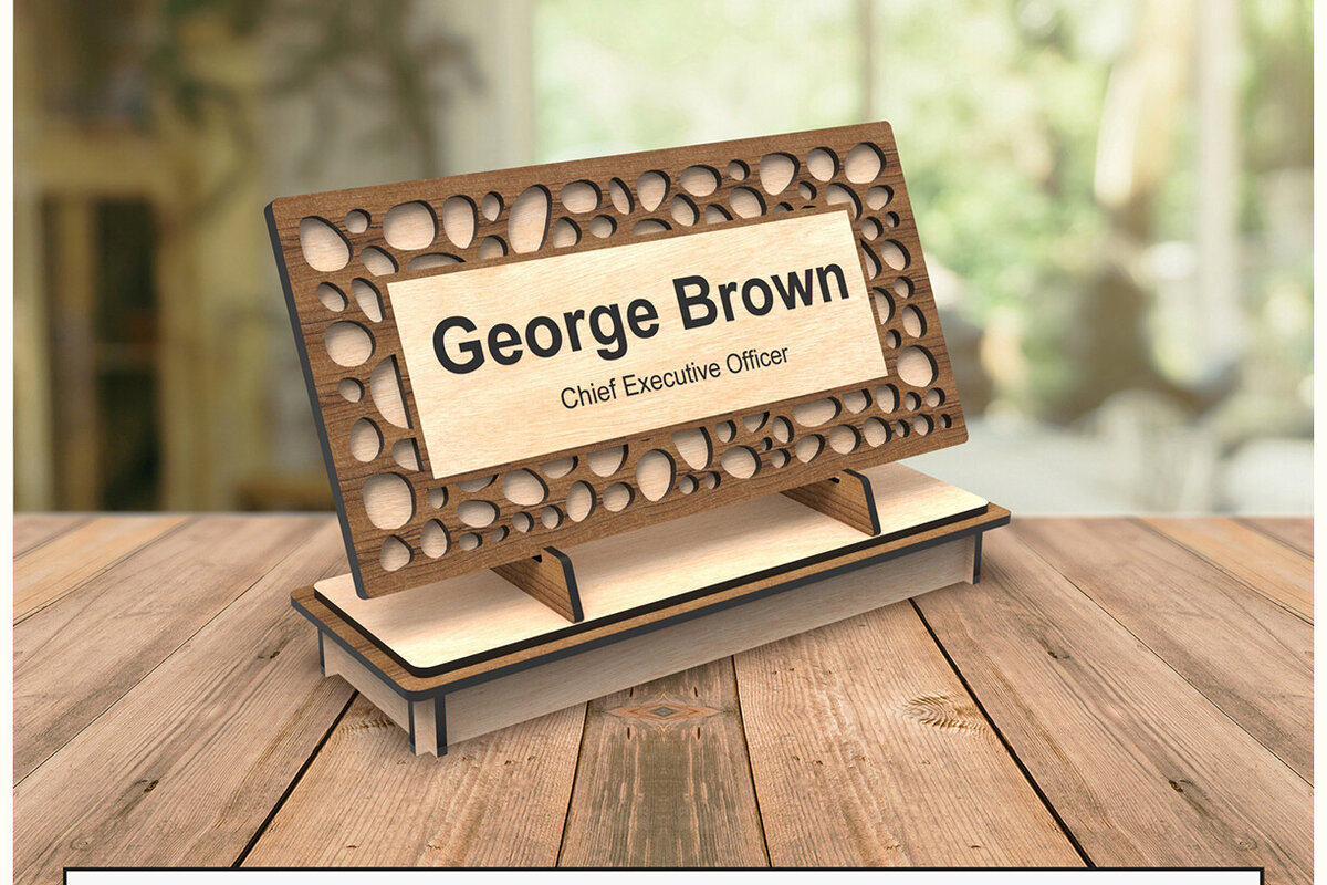 Intra απο ξύλο plywood  Χρώμα wenge 3mm-4mm πάχος - κοπής λέιζερ πινακίδας γραφείου Δίασταση 30x20 cm INTRAFABR-98279790