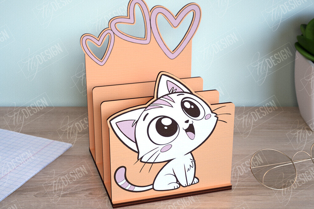 Intra απο ξύλο plywood  Χρώμα wenge 3mm-4mm πάχος - Οργανωτής γραφείου | Γάτα | CNC Δίασταση 30x20 cm INTRAFABR-97783094