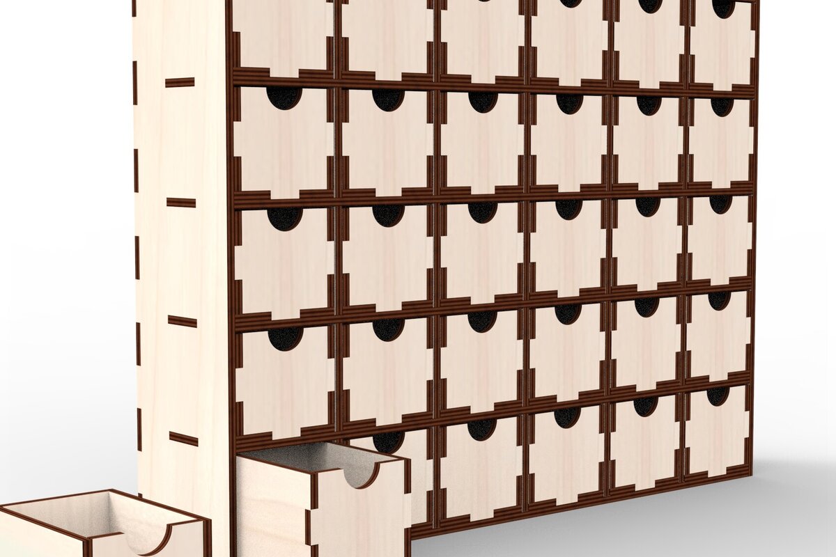 Intra απο ξύλο plywood  Χρώμα wenge 3mm-4mm πάχος - Desktop Organizer κοπής με λέιζερ Δίασταση 30x20 cm INTRAFABR-123621063